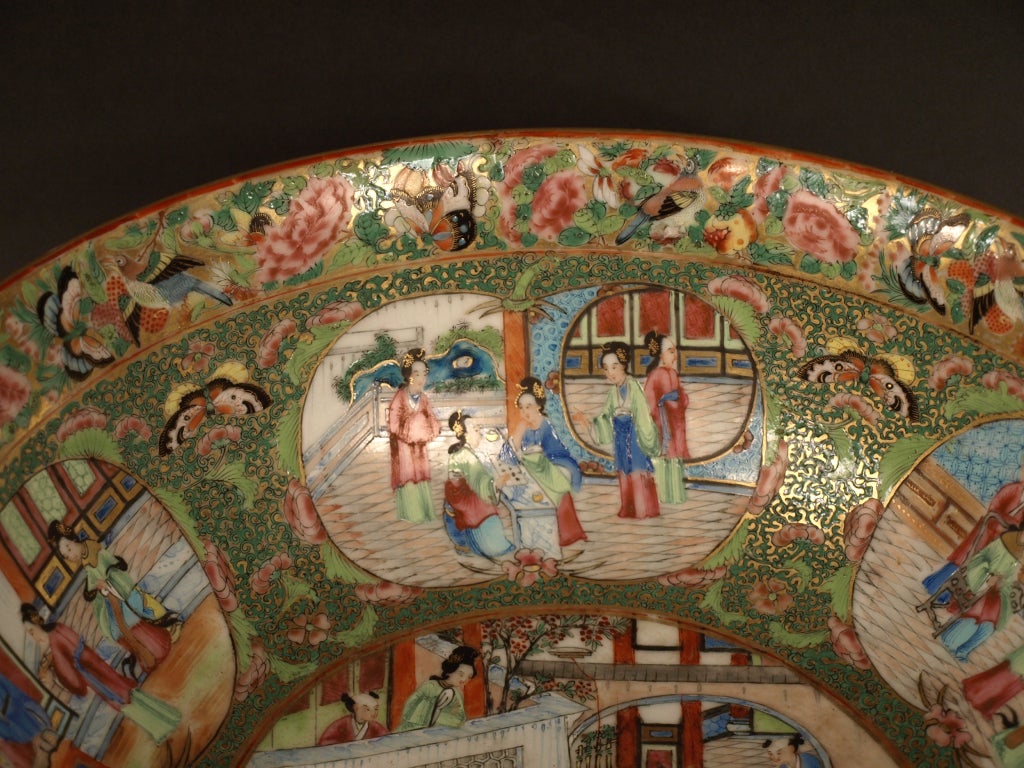 Porcelain Cantonese Punch Bowl For Sale