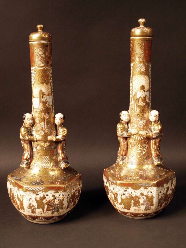 Pair of Satsuma Vases, Meiji Period