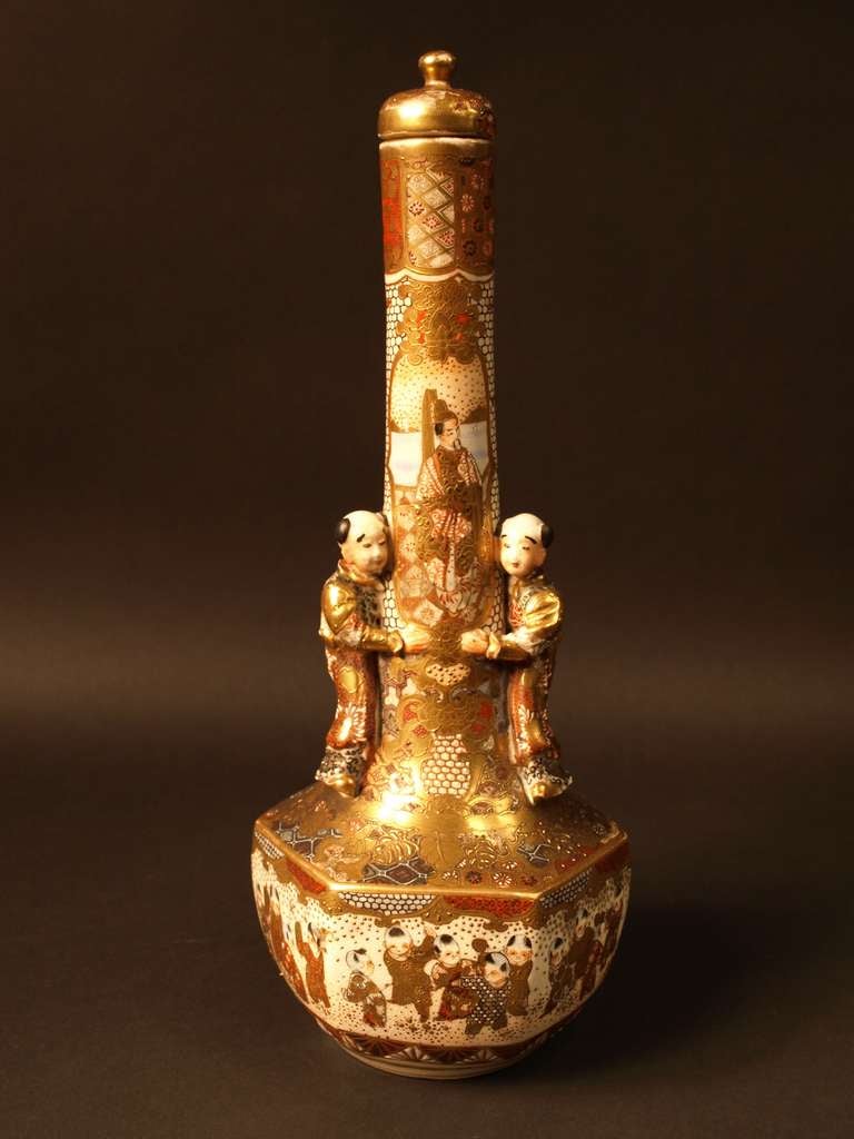 19th Century Pair of Satsuma Vases, Meiji Period For Sale