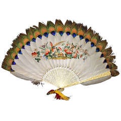 Chinese Export Fan Painted on Feathers ca. 1820-1830
