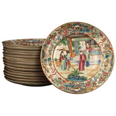 16 Cantonese Rose Mandarin Pattern Plates