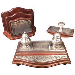 Late 19th century French Desk set with beautifull Inkwell.