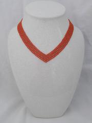 Marina J " One of a kind " Woven "V" Coral Necklace with Sliding Clasp
