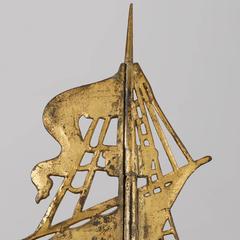 New England Ship Weathervane in Copper and Cast Iron Sails, circa 1880