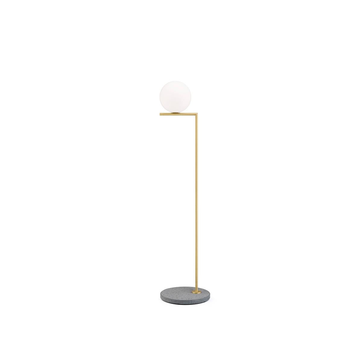 For Sale: Multi (Brushed Brass / Grey Lava Base) FLOS IC Lights F1 Outdoor Floor Lamp by Michael Anastassiades