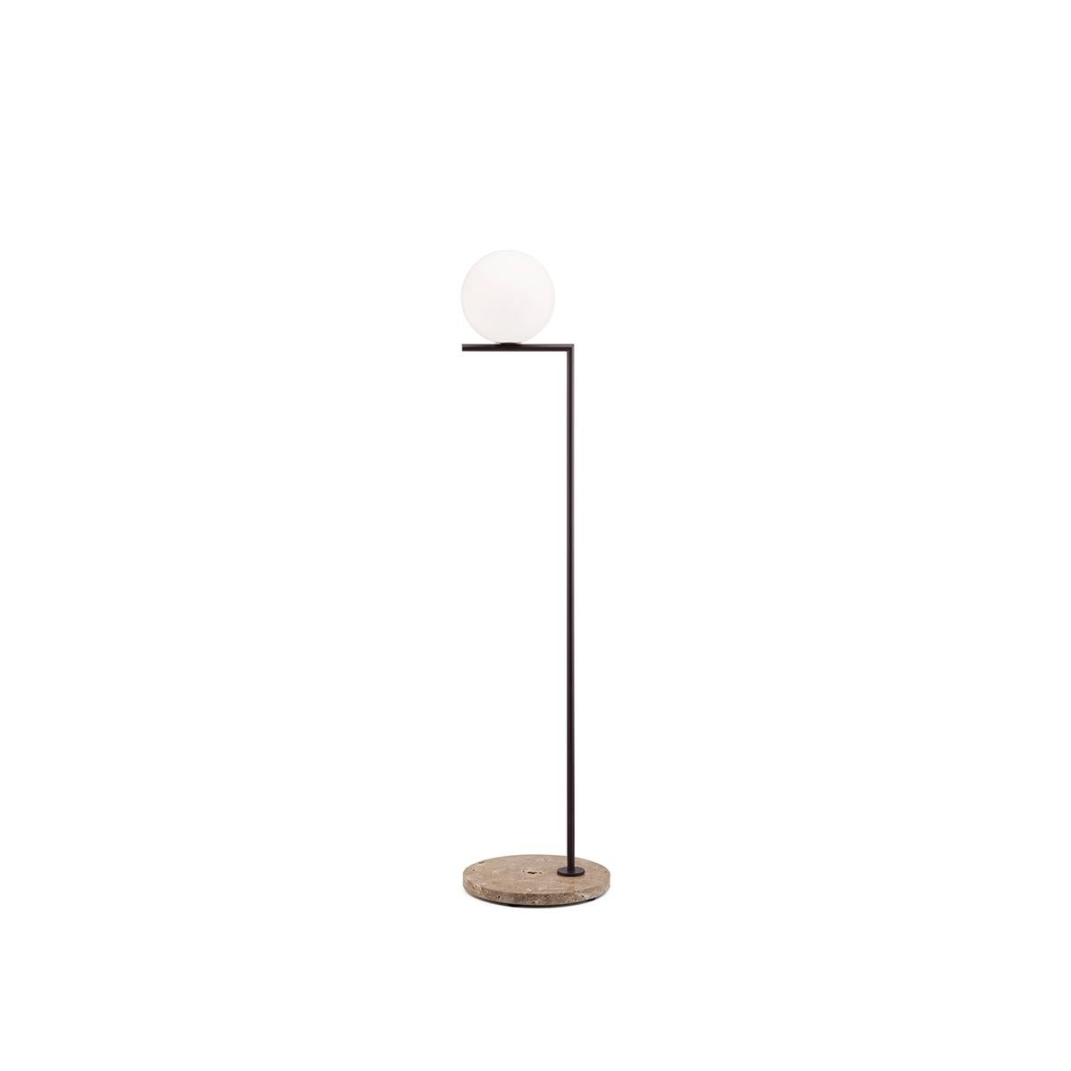 For Sale: Brown (Deep Brown / Travertino Imperiale Base.) FLOS IC Lights F1 Outdoor Floor Lamp by Michael Anastassiades