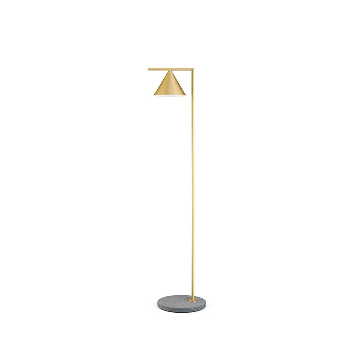For Sale: Multi (Brushed Brass / Grey Lava Base) Flos Captain Flint 2700K Outdoor Floor Lamp by Michael Anastassiades