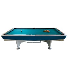 Vintage Mid-Century Modern Brunswick Gold Crown I Billiards Pool Table with Blue Aprons