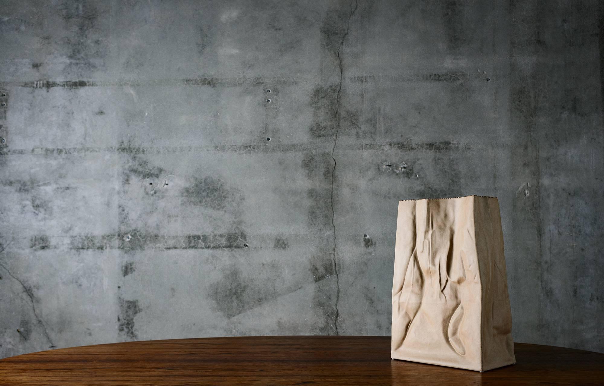 A monumental glazed porcelain paper bag vase by Tapio Wirkkala.