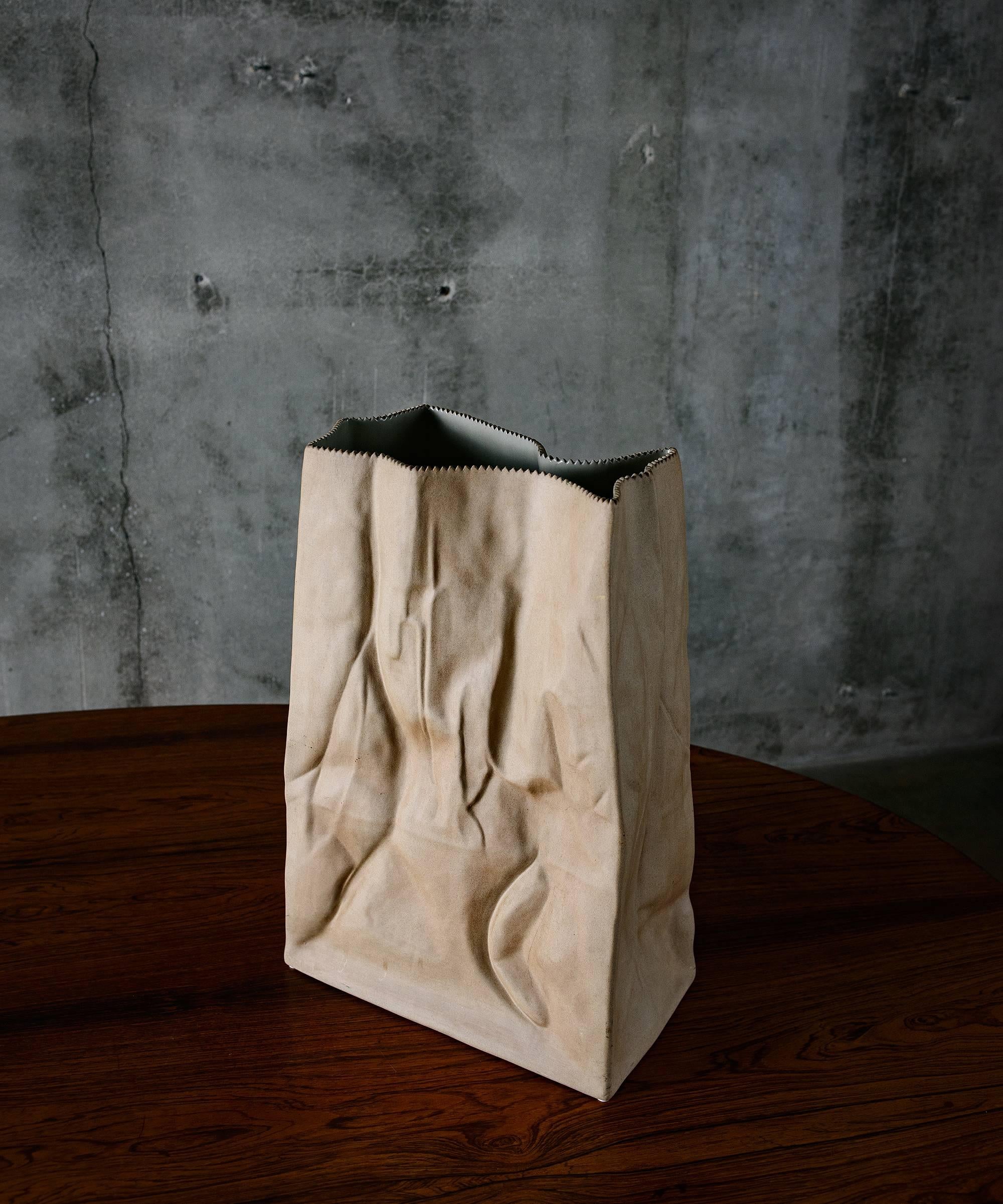 Tapio Wirkkala Porcelain Monumental Paper Bag Vase, 1977 In Excellent Condition In Los Angeles, CA