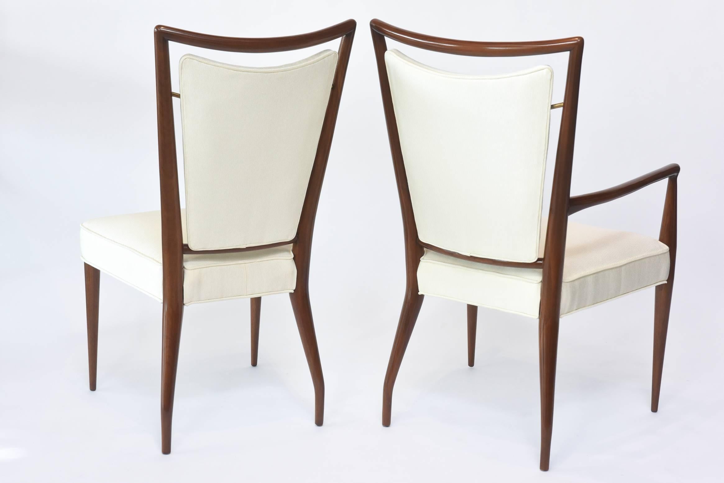 J. Stuart Clingman Set of 14 American Walnut and Brass Dining Chairs, 1950s 1