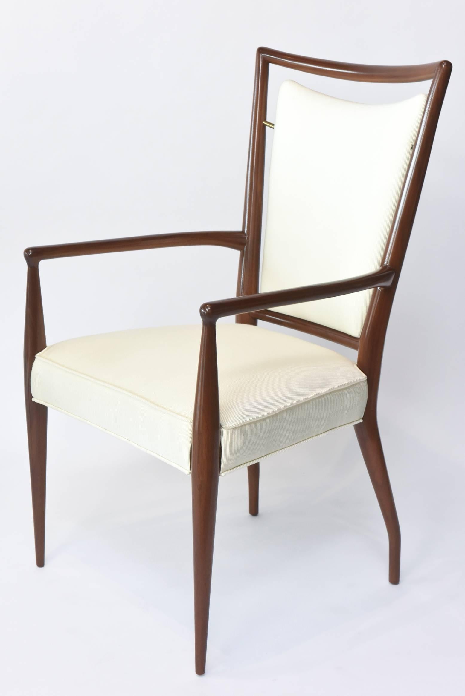 J. Stuart Clingman Set of 14 American Walnut and Brass Dining Chairs, 1950s 3