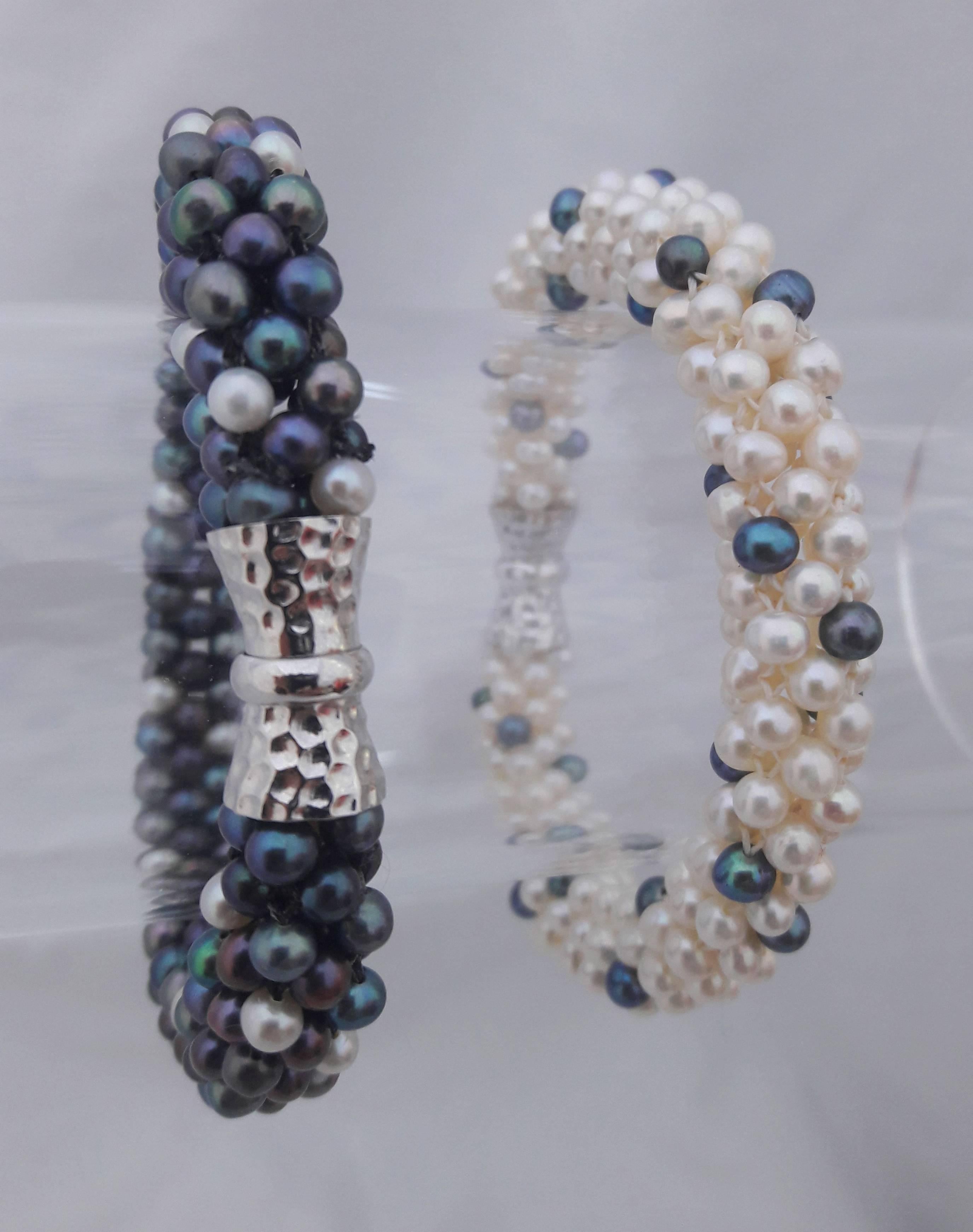 Bead Marina J. Black & White Pearl Rope Necklace Or 2 Bracelets with magnetic clasp 