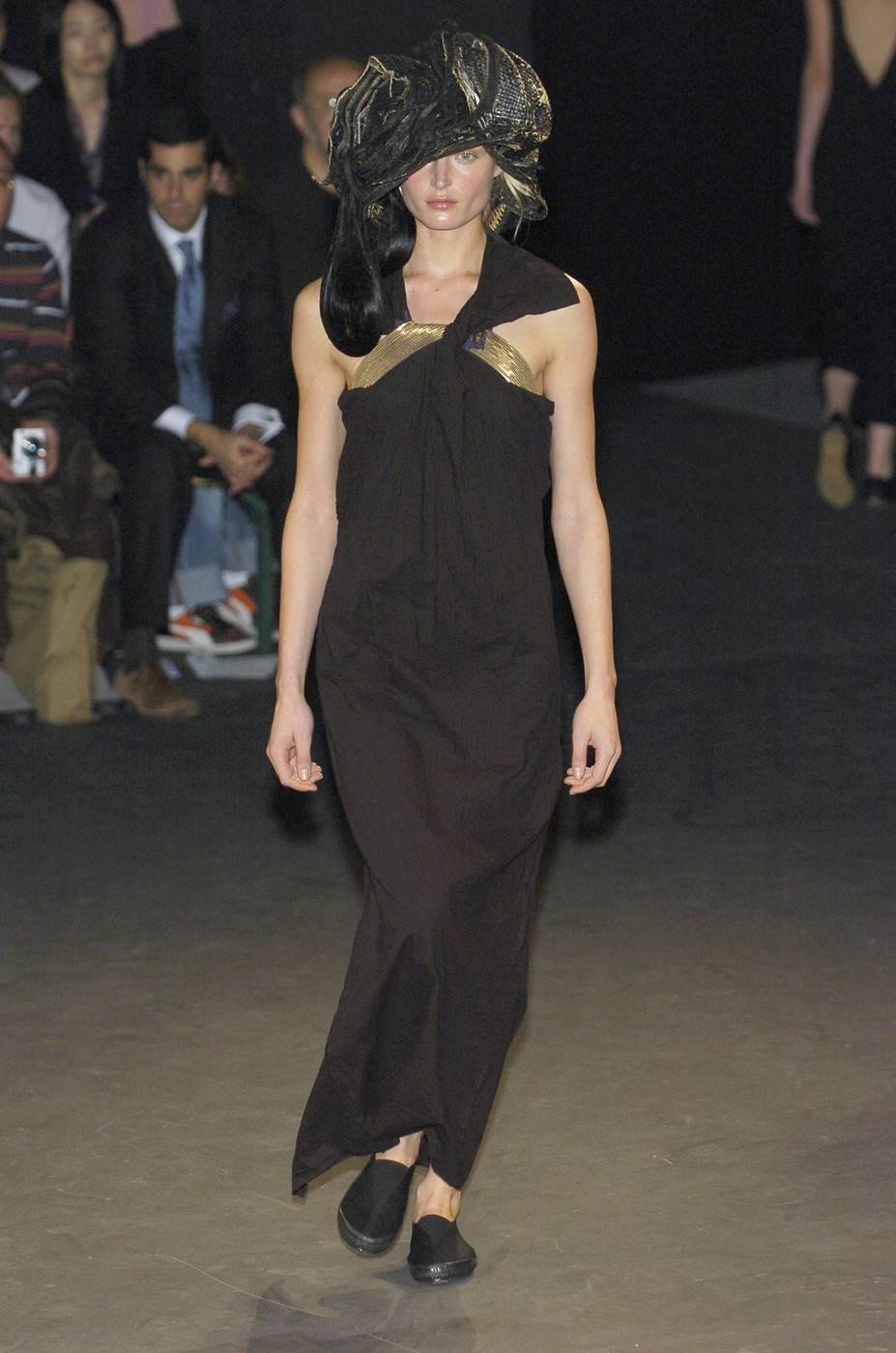 2005 JUNYA WATANABE black runway dress with layered 'zipper' trim 2
