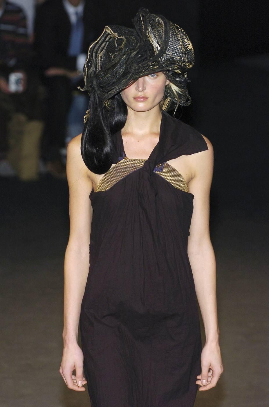 2005 JUNYA WATANABE black runway dress with layered 'zipper' trim 3