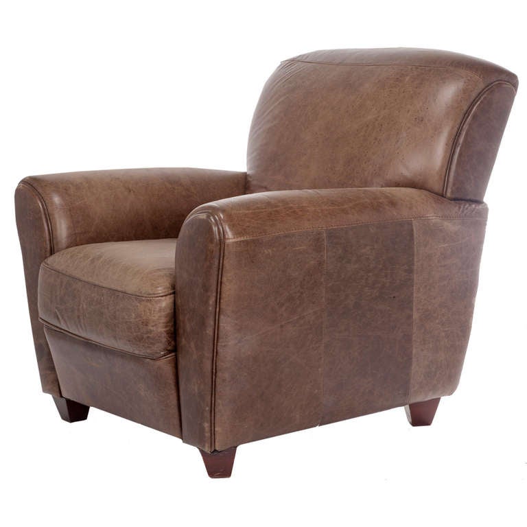 1970's Vintage Retro Leolux Black / Dark Brown Leather Arm Chair / Club