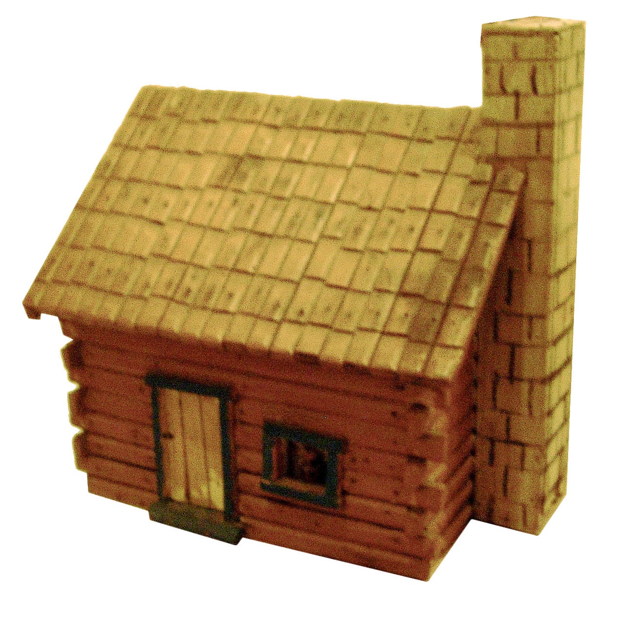 Encantadora maqueta de arte popular de una cabaña de madera