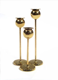 Set of Brass Candleholders by Pierre Forsell for Skultuna