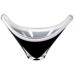 Large Black and White Bowl by Paul Kedelv for Flygfors, Sweden