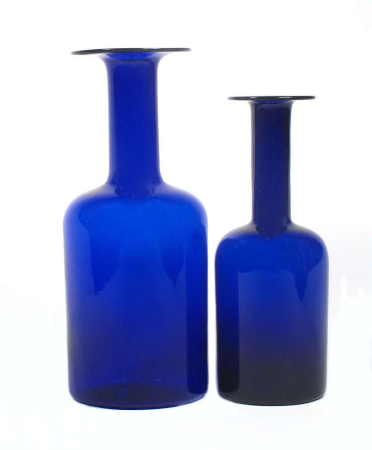 Pair of Cobalt Blue Vases by Otto Brauer for Holmegaard