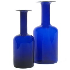 Pair of Cobalt Blue Vases by Otto Brauer for Holmegaard