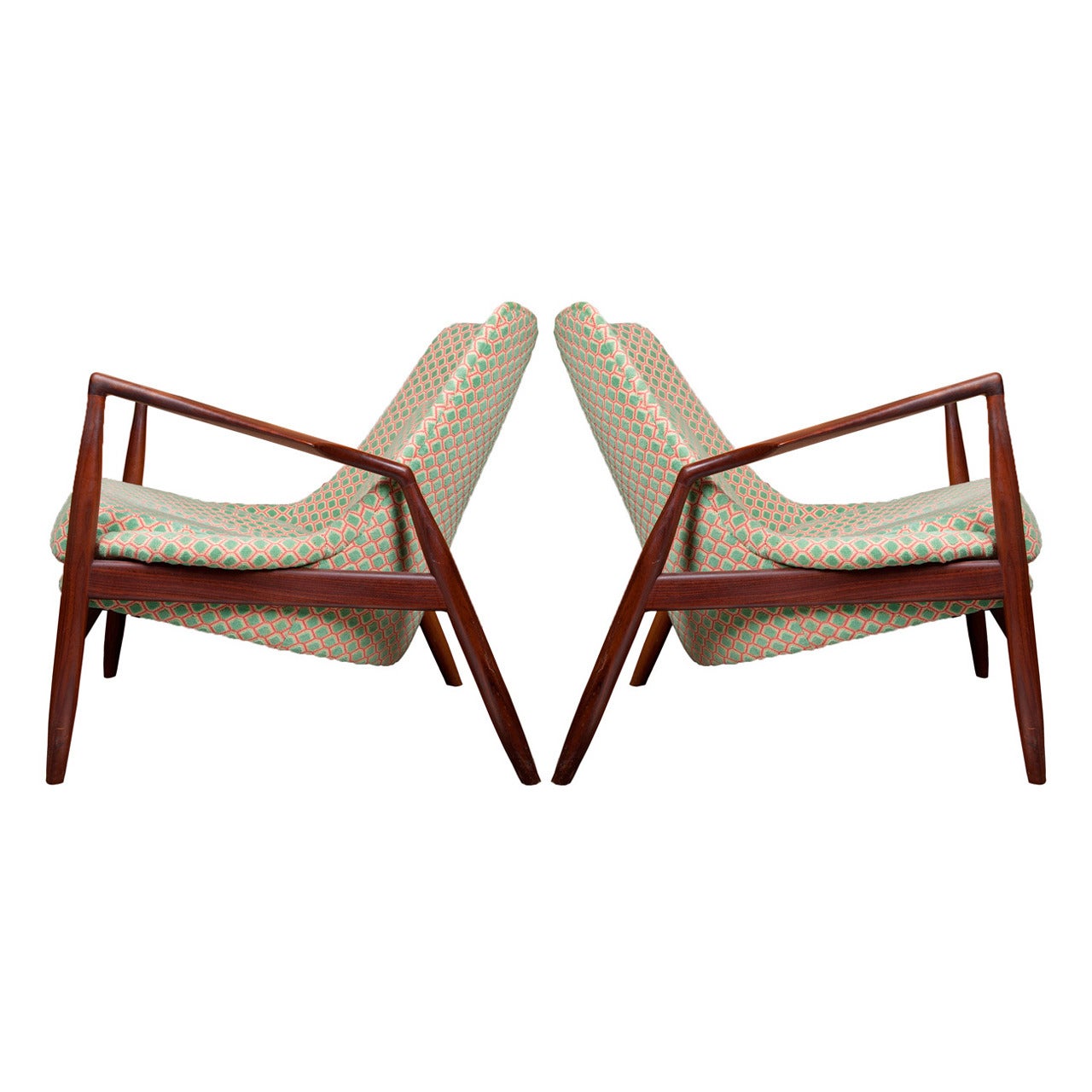 Pair of Sculptural Danish Seal Chairs by Ib Kofod Larsen For Sale