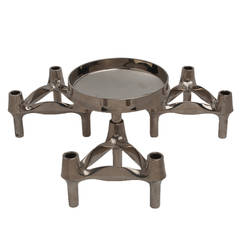 Modular Chrome Candleholder with Dish Modular Chrome Candleholder with Dish