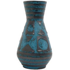 Blue and Graphite Ceramic Vase