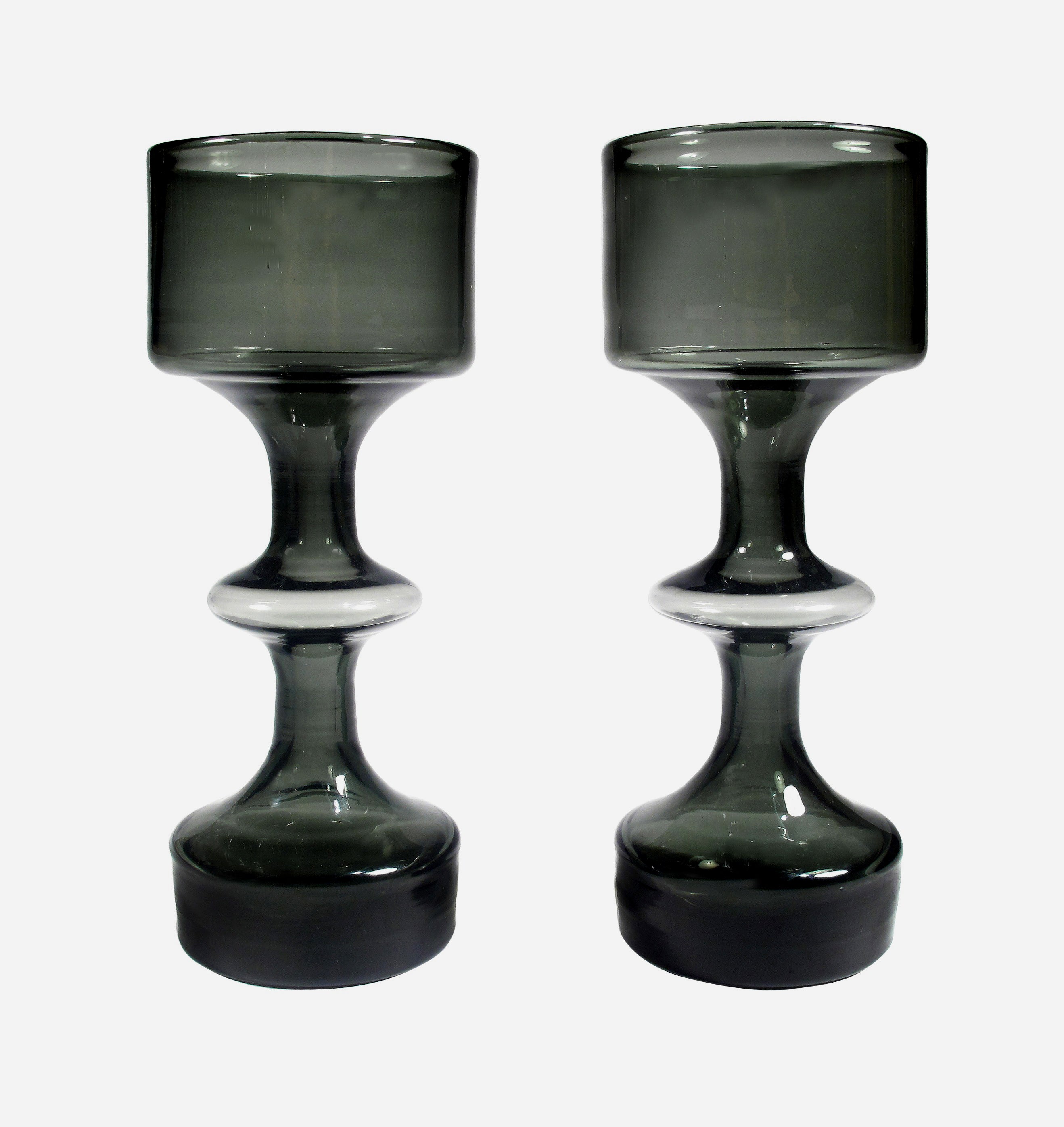 Pair of Sculptural Kaj Franck Glass Vases For Sale