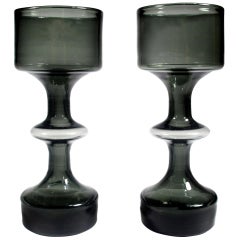 Pair of Sculptural Kaj Franck Glass Vases