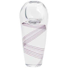 Aubergine Swirl Glass Vase by Vicke Lindstrand for Kosta