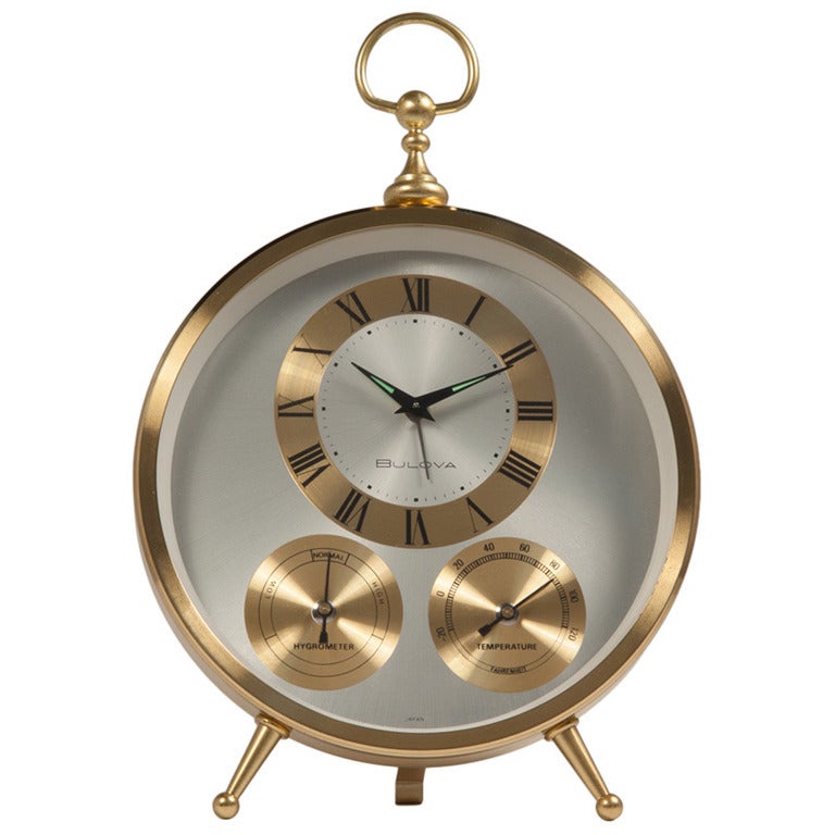 Mid Century Brass Clock by Bulova