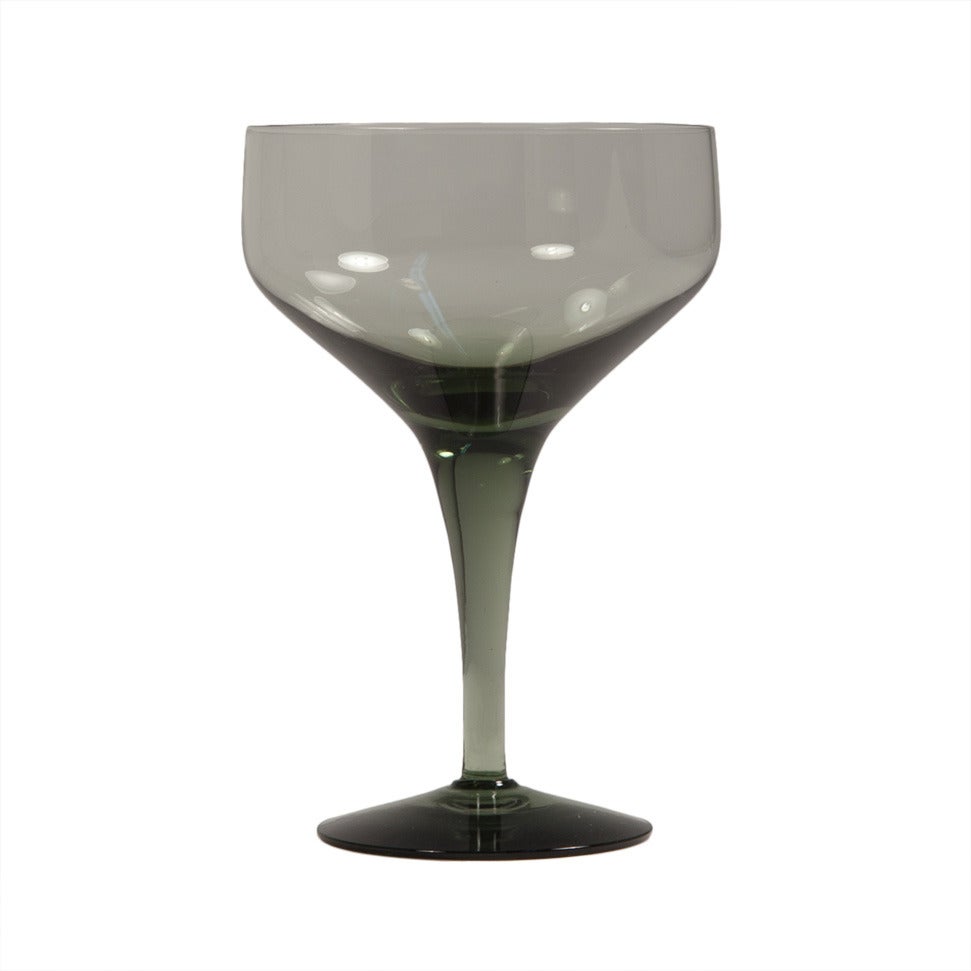 Scandinavian Modern Set of Four Smoky Grey Cocktail Glasses by Sven Palmqvist for Orrefors