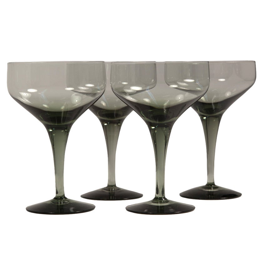 Set of Four Smoky Grey Cocktail Glasses by Sven Palmqvist for Orrefors