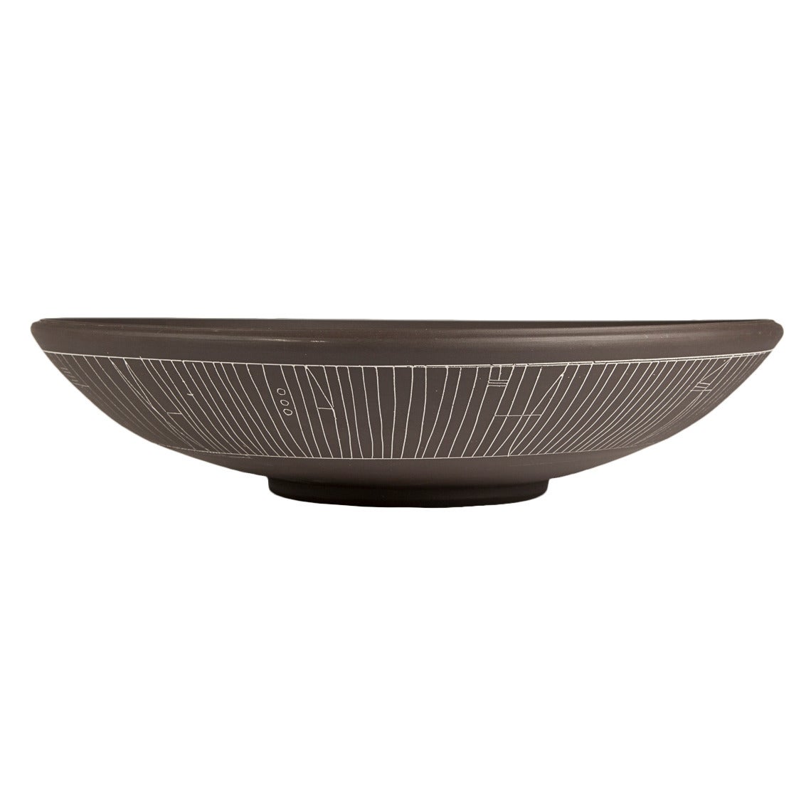 Trio of Large Incised Black Ceramic Bowls by Heather Rosenman In Excellent Condition For Sale In New York, NY