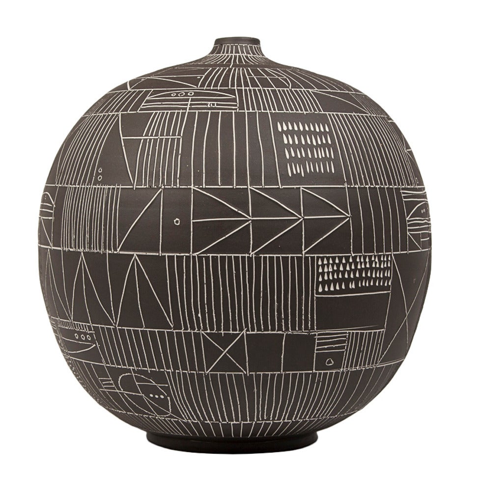 Incised Ceramic Vases by Heather Rosenman For Sale at 1stDibs