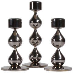 Trio of White Gold-Plated Asmussen Candle Holders
