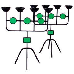 Pair of Gunnar Ander Emerald Candelabras for Ystad Metal