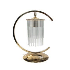 Unusual Brass Table Lamp with Cascading Glass Rods by Gaetano Sciolari