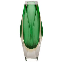 Vintage Green Murano Sommerso Vase Vintage Green Murano Sommerso Vase
