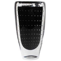 Stunning Black Glass Vase by Vicke Lindstrand for Kosta