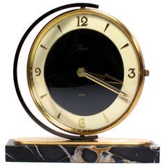 Art Deco Moveable Brass Clock on Marble Base by Urgos