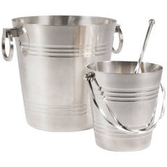 French Art Deco Silverplated Champagne and Ice Bucket by Saint Medard