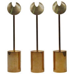 Trio of Brass Skultuna Candleholders by Pierre Forsell