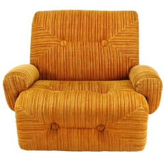 Art Deco Revival Club Chair in Orange Striped Cut Velvet