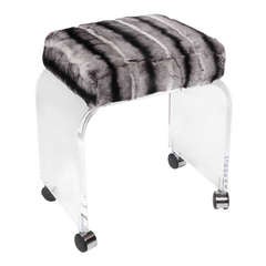 Lucite and Rex Rabbit Vanity Stool