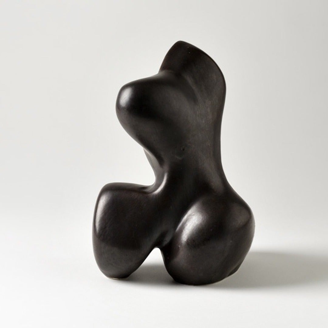 Schwarze Keramik Porzellan-Skulptur von Tim und Jacqueline Orr:: um 1970 (Französisch) im Angebot