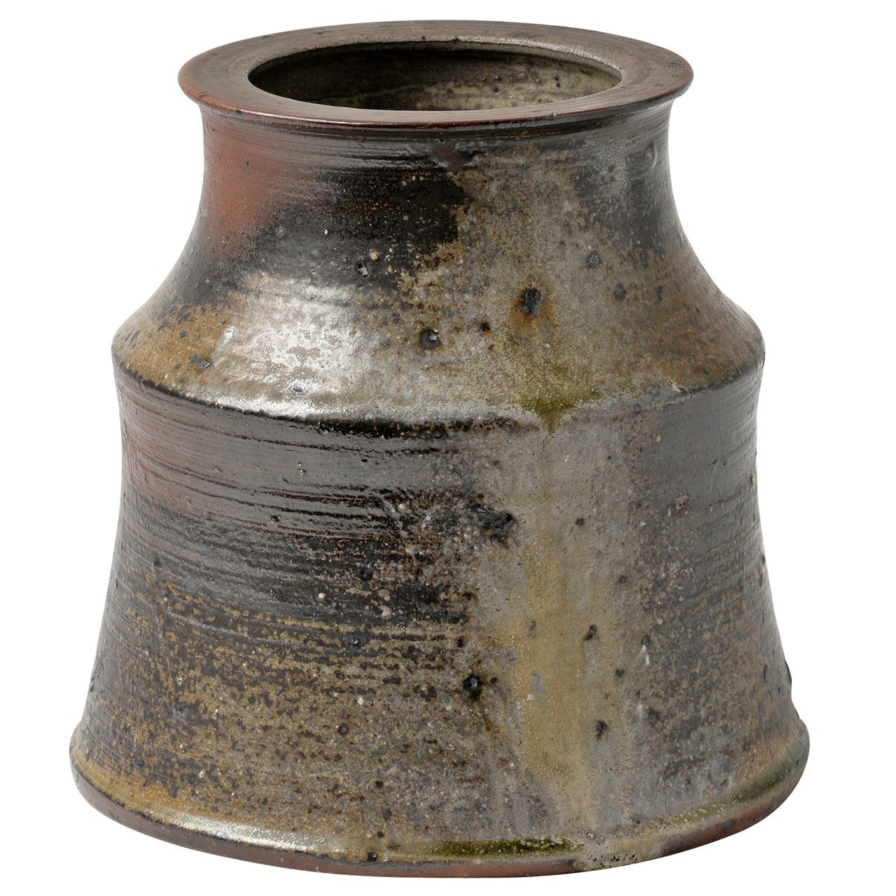 Important Triangular Stoneware Vase by Robert Deblander, circa 1970