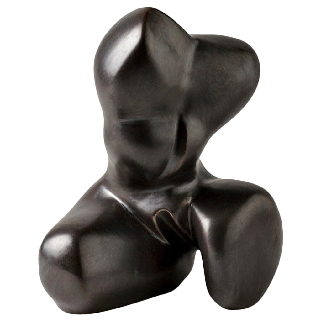 Schwarze Keramik Porzellan-Skulptur von Tim und Jacqueline Orr:: um 1970