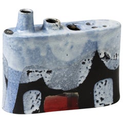 blue and red abstract Ceramic  sculpture Vase by Klaus Schultz, Germany